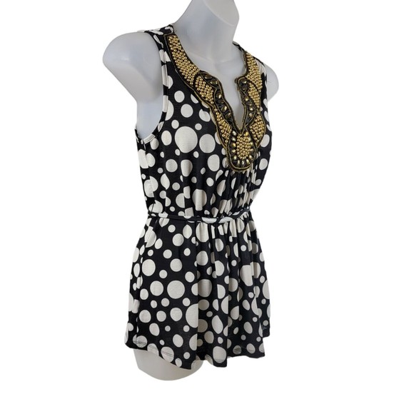 Vintage 90s Wet Seal Dressy Tank Top Blouse Womens S / M Embellished Polkadot - Picture 4 of 16